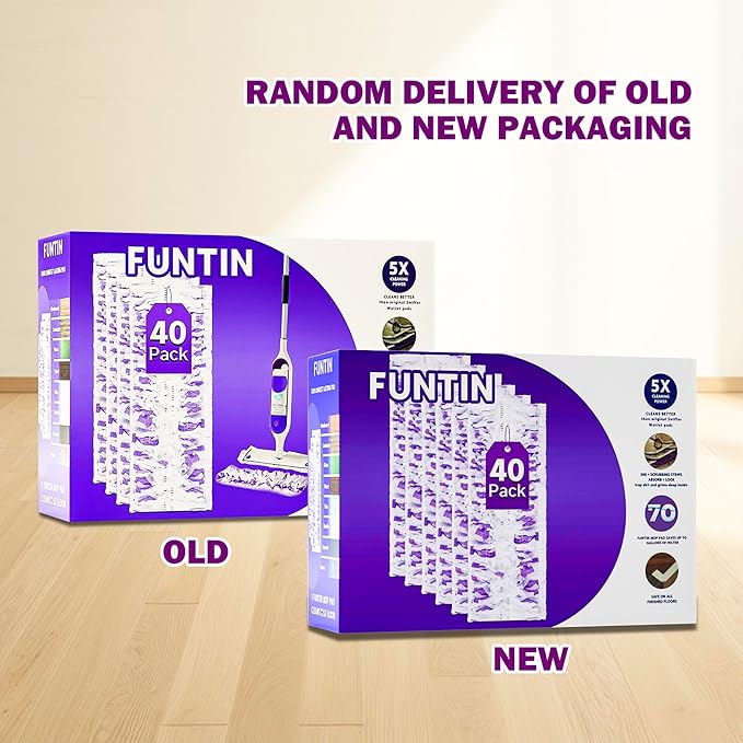 Funtin Power Mop Pads for Swiffer PowerMop, Thickened Unscented Disposable Mopping Refills, Dry & Wet Use for Floor Cleaning, 40 Pads ONLY