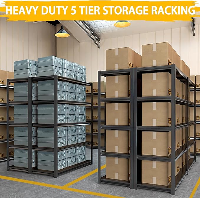 3020LBS Standing Shelf Units 72" H x 48″W x 20" D,Heavy Duty Garage Shelving Units and Storage, 5-Tier Metal Shelves, Storage Rack for Garage Organization, Basement, Workshop, 1Pack
