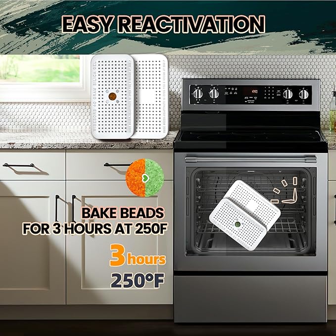 40 Gram Silica Gel Canister, 20 Packs Silica Gel Desiccant Canister (Orange to Green), Reusable Desiccant Dehumidifier