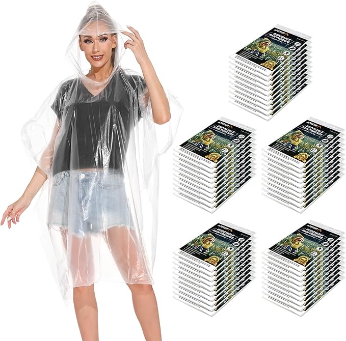 APEXUP Disposable Rain Ponchos for Adults, Emergency Rain Poncho for Camping Hiking Travelling