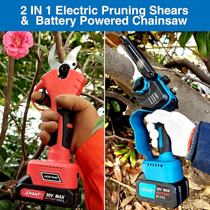 6" Electric Power Chainsaw, Electric Pruner for 1.2 inch Tree Trimming, 6 inch Battery Saw with 20V 4.0Ah Battery, Garden Power Tools for Tree Branches,Courtyard, Household