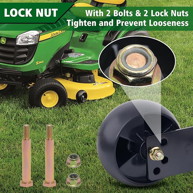 CheeMuii 734-04155 Mower Deck Wheels Kit 2 Pack 5" Deck Gauge Wheels Replace for Cub Cadet 734-04155 Replace for Toro 112-0677 72-025 210-275 with Bolts & Locknuts