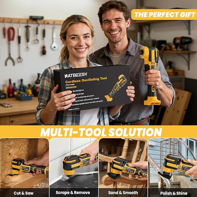 Upgraded Oscillating Multi-Tool Compatible with DeWalt 20V Battery, Cordless Oscillating Tool with Multi-Damp Suspension System, Brushless Motor, 21000 OPM & 4.5°Swing for Fast Smooth Cutting