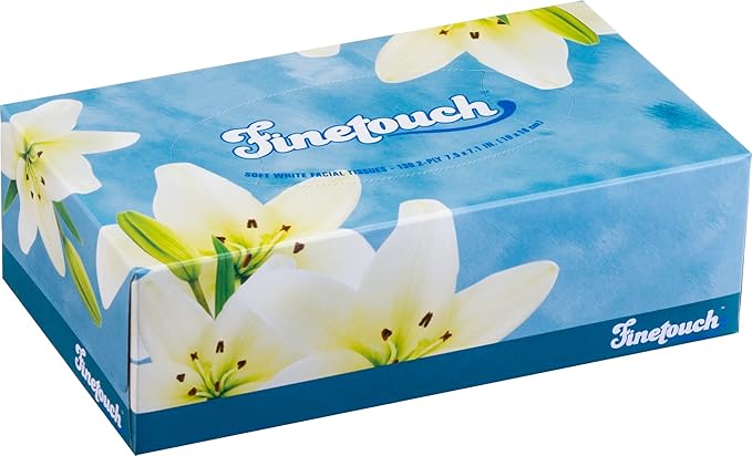 Finetouch 2-Ply Facial Tissues – 6 Boxes of 130 Soft Tissues (780 Total) – Strong & Gentle Tissue for Home, Office, or Travel Use