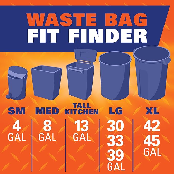 Hefty Strong Extra Large Trash Bags, Black, 33 Gallon, 48 Count