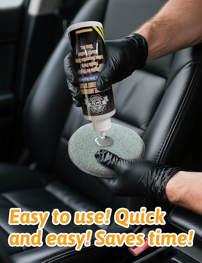 Kingvo Car Leather Conditioner, Leather Protector Repair Kit Car Interior Polish Care for Couch Vinyl Purses Boot Furniture Auto Upholstery,10 OZ