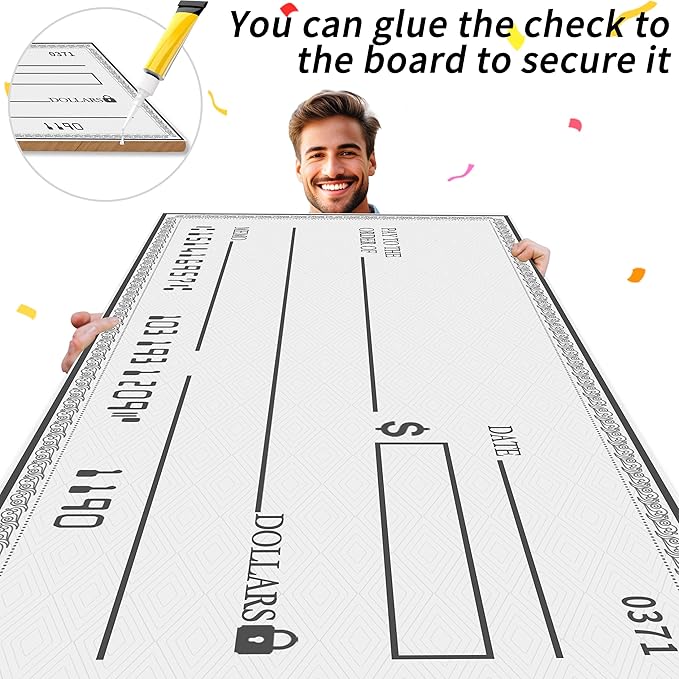 40x16 Inch Big Checks Giant Check for Presentations - Reusable Big Oversized Blank Check for Presentation - Photo-Ready for Award Ceremonies-Op for Fundraisers, Charity & Donation Events