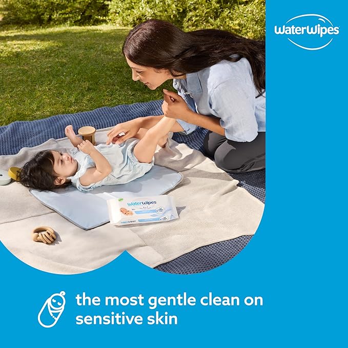 WaterWipes Sensitive+ Newborn & Baby Wipes, 3-In-1 Cleans, Cares, Protects, 99.9% Water, Unscented & Hypoallergenic, 1440 Count (24 Packs)