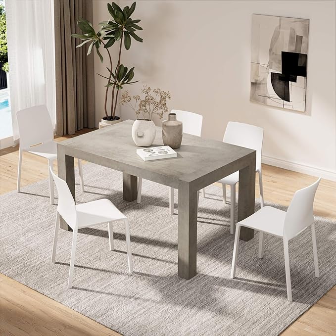 Mobili Fiver, Iacopo Extendable Dining Table, 55.1(86.6) x35.4 in, Concrete Effect, Grey, Made in Italy
