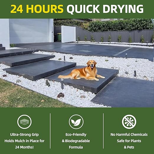 1 Gallon Garden Glue– Safe & Strong Mulch Glue for Home Yards –Covers 2X Area,Holds Mulch, Stones,Pebbles & Pine Straw in Place | Weatherproof, Non-Toxic Adhesive for Gardens,Walkways,Lawn,Driveways