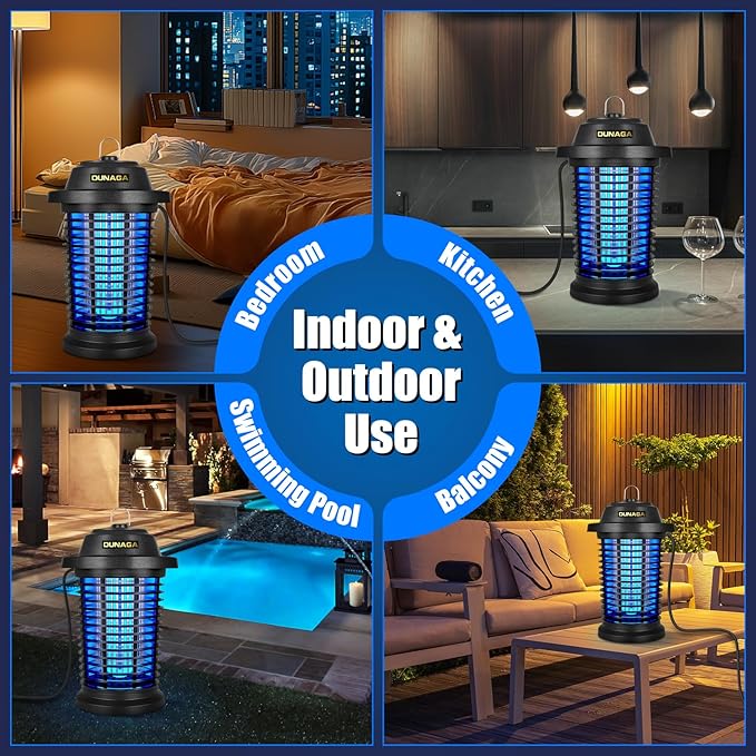 Bug Zapper Outdoor, Mosquito Zapper Indoor, Electric Fly Zapper, Fly Traps, Coverage of 1/2 Acre, 15W Light & 4200V Grid Fly Killer for Home, Backyard, Patio