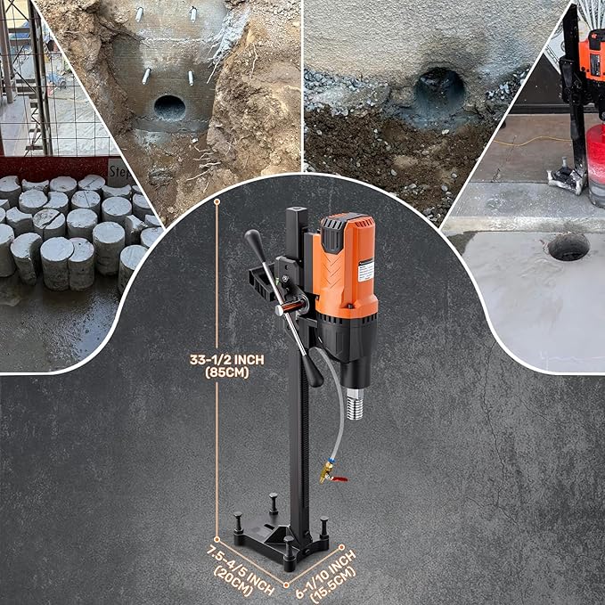 8" Diamond Core Drill Machine with Stand, 2500W Wet & Dry Concrete Core Drilling Rig, 750RPM Heavy Duty Core Drill Press for Concrete Brick Stone Masonry, Max Depth 23.6"