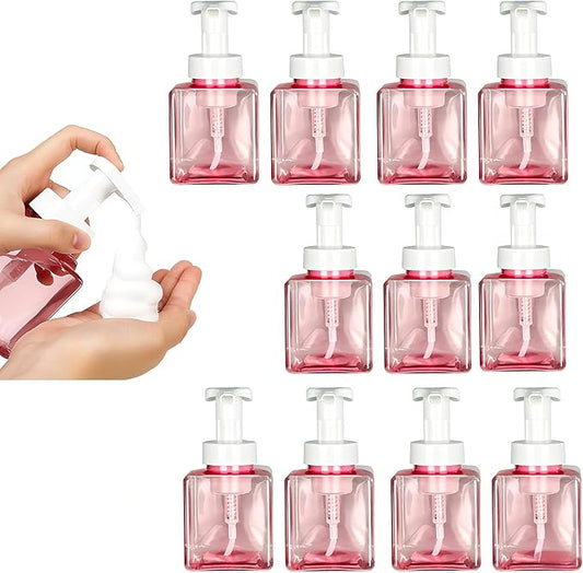 12 Piece 250ml Foam Soap Dispenser, Travel Foam Dispenser. Refillable Plastic Pump Hand Soap Bottle, Travel Essentials, Clear Container for Bathroom Vanity
