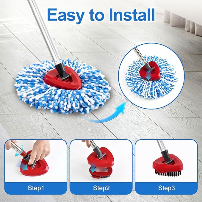 Mop Replacement Heads for O Cedar RinseClean 2 Tank System,2 Microfiber Mop Head Refills,1 Scrubber Mop Head and 1 Mops Base Combo Set for O-Cedar 2 Tank,MOp Replace Heads for Wet/Dry Floor Cleaning