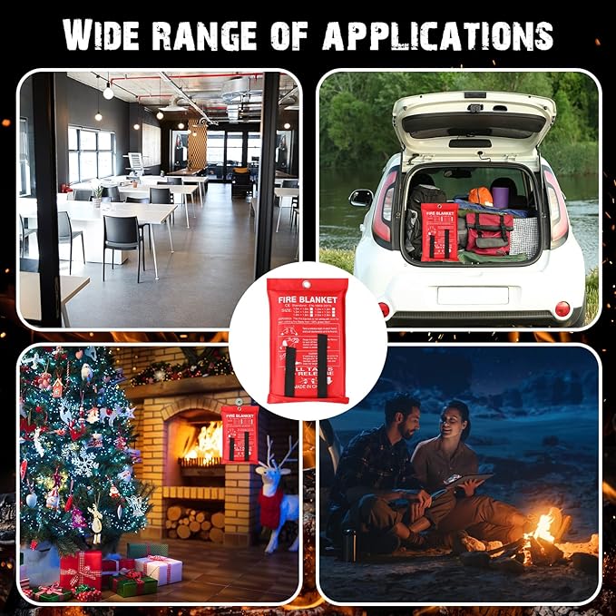 Macarrie 60 Pack 39” x 39” Fire Blanket Emergency for Home and Kitchen Safety Suppression Blanket Fiberglass Fireproof Survival for Fireplace Car Office Camping (Red)