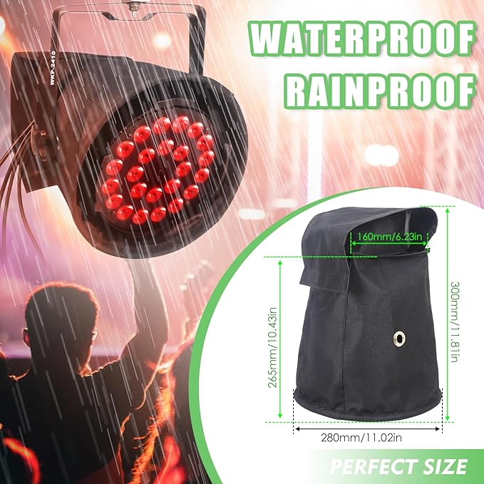 MAD OWL LED Par Light Rain Cover, Waterproof Outdoor Par Light Protection, Weather Shield for Stage Lighting, Hanging Mini LED Light Rainproof and Dustproof Accessories 4Pack Black