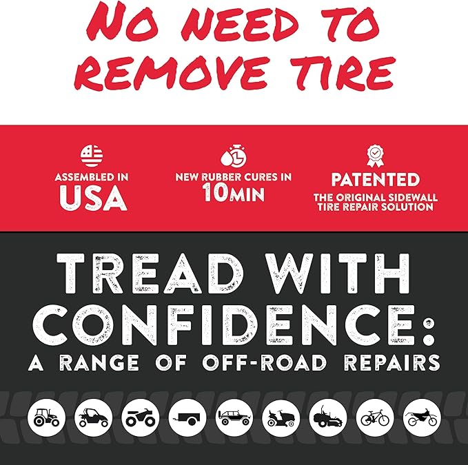 GlueTread Expedition All-Inclusive Off-Road Tire Repair Kit | Repair Any Kind of Tire Damage or Puncture | Includes Sidewall Tire Repair Patches, Plugs, and Colby Emergency Valve Stems