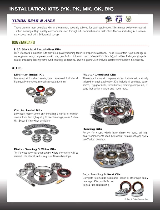 USA Standard Gear (ZK D30-SUP) Master Overhaul Kit for Jeep/Chrysler DanaSuper 30 Front Differential