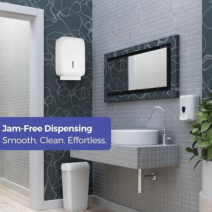 Paper Towel Dispenser Wall Mount with Lock – Fits 400+ Multifold/Trifold/Z-Fold/C-Fold Towels – Large Paper Towel Holder for Bathroom, Kitchen, Office, Home or Business (White)