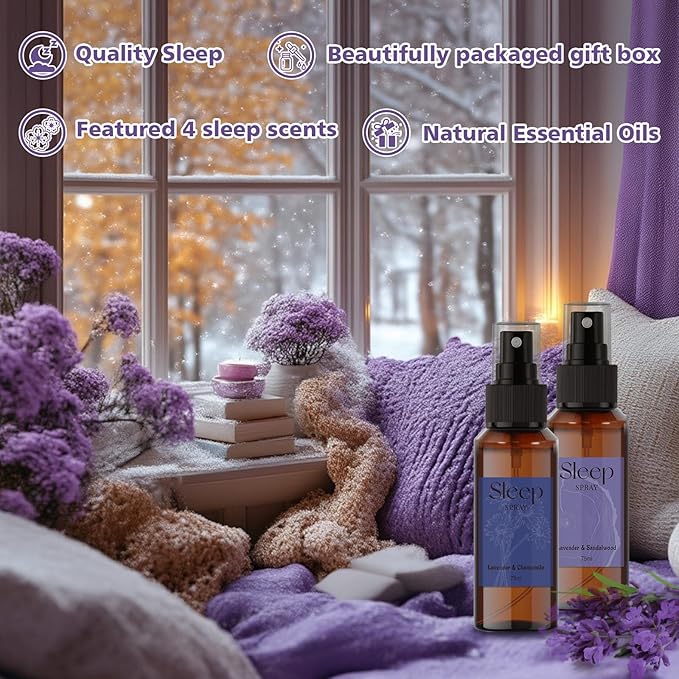 SCENTORINI Pillow Spray, 10.14 oz Lavender Air Freshener Spray for Sleep, 4 Pack Aromatherapy Mist for Bedding Fabric, Room Spray Odor Deodorizer