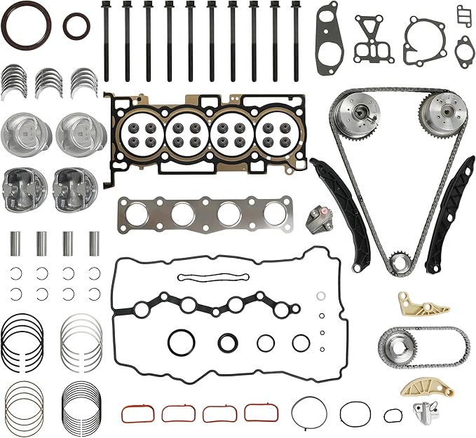G4KJ Engine Rebuild Kit Timing Chain Kit with VVT Gear Piston Kit Fit for Kia Optima Sorento Sportage 2.4L 2011-2018 Fit for Hyundai Sonata Santa fe Tucson 2.4L 2011-2020 24350-2G750 243212G111
