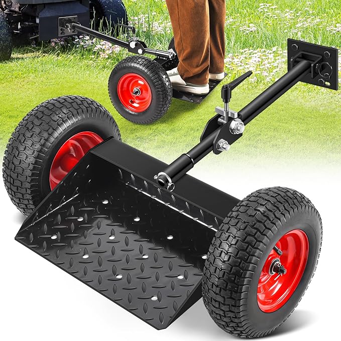 GADFISH Lawn Mower Wheels Sulky, Walk Behind Mower-Sulky, Lawn Trailer with 13" Tires for Mower-Sulky, Easy Forward & Reverse Lawn Mower Trailer, Black & Red