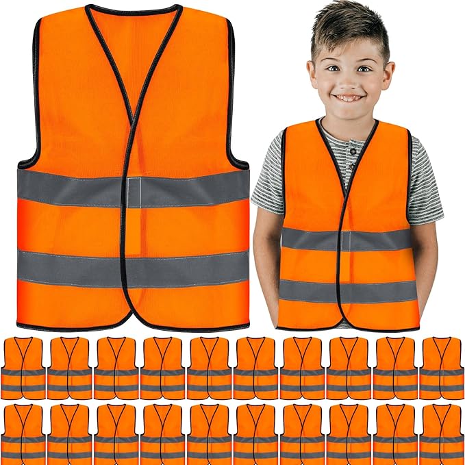 Zhanmai Kids Safety Vest Bulk High Visibility Reflective Construction Vest with Strips Neon for Traffic Child Outdoor