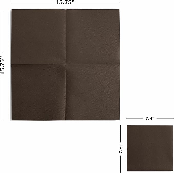 Linen-Feel Colored Paper Napkins - Decortive Cloth-Like BROWN Luncheon Napkins - Soft And Absorbent. For Kitchen, Party, Wedding, Dinner Or Any Occasion. (Pack of 50)