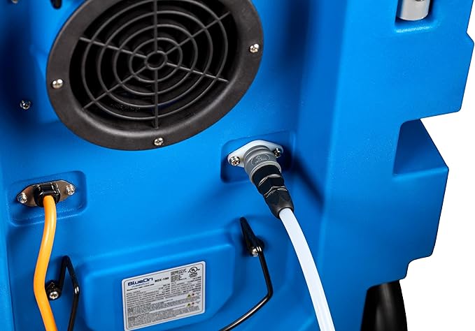 BlueDri BDX-150 175PPD Industrial Commercial LGR Dehumidifier with 25-Foot Drain Hose for Job Sites, Coverage area of 15,000 Cubic Feet, Water Damage Restoration Equipment, Blue