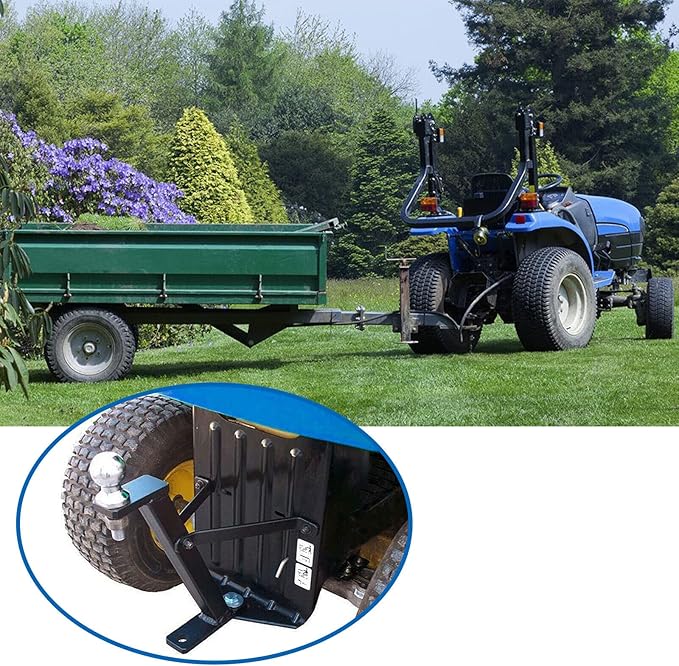 Lawn Mower Tractor Towing Hitch, Heavy Duty Garden Lawn Pro Tow Mower Hitch Kit Compatible with John Deere Cub Cadet Husqvarna Craftsman Riding Mowers,Black Powder Coated Finish