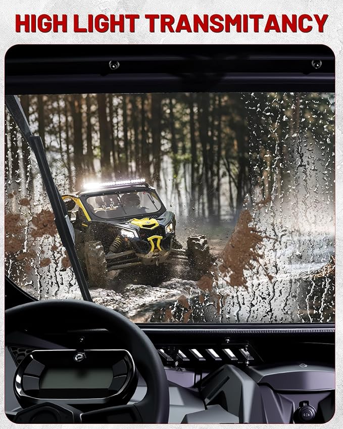 StarknightMT Maverick X3 Glass Windshield With Wipers Sliding Vents - Scratch Resistant X3 Windshield Compatible With Can Am Maverick X3 XRS XDS Turbo R 2017-2025,DOT Approved Laminated Safety Glass