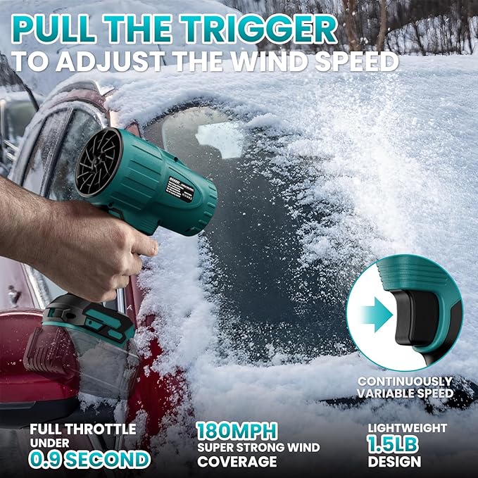 Electric Cordless Leaf Blower Dust Blower for Makita 18V Battery, High-Speed Brushless Motor Handheld Jet Fan Air Blower for Patio Cleaning, Lawn Care, Blowing Leaves and Dust (No Battery/Charger)