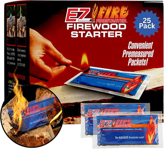 – All-Natural Fire Starters for Campfires, Fire Pits, BBQs & Fireplaces – Long Burning, Weather-Resistant, Non-Toxic & Easy to Light | 25 Pack