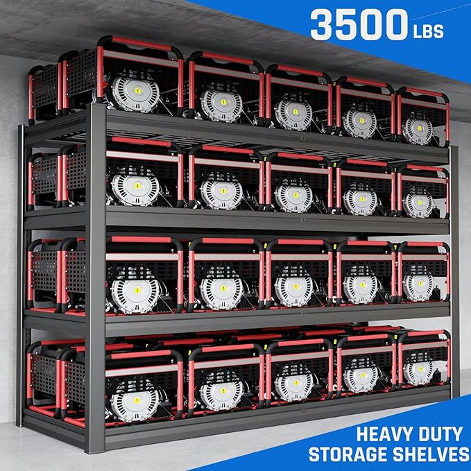 62" W Garage Shelving Heavy Duty, 4 Tier Garage Shelves, 27" D Adjustable Storage Shelving Unit, Commercial Metal Shelf for Warehouse, Pantry, School, Shop, 62" Wx27 Dx62 H, 2 Pack