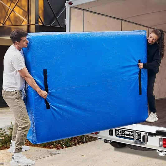 Mattress Bags for Moving, BETU Mattress Protector Waterproof Mattress Cover King Size Storage Bags with 8 Heavy-Duty Handles and Zipper for Bed Extra Thick Large Reusable(2 Pack, 82"x79"x15" Blue)