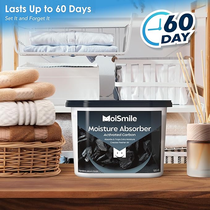 Moisture Absorbers 3 Pack, Activated Carbonfor Closet Dehumidifier Moisture Absorbers, 10.5 oz Refillable Humidity Absorber Boxes for Closet, Car ＆ Basement