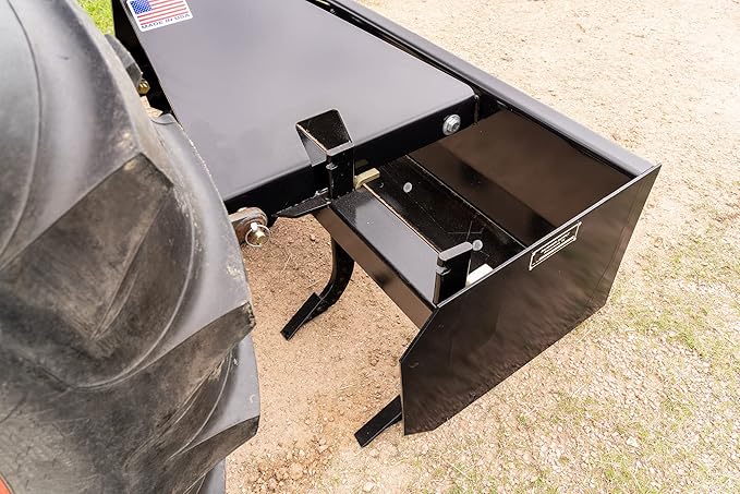 6 FT Box Blade Scraper by Rancher Supply – CAT 1-3 Point Hitch Attachments for Moving Dirt, Backfilling Holes, Spreading Soil, Leveling and Grading Land