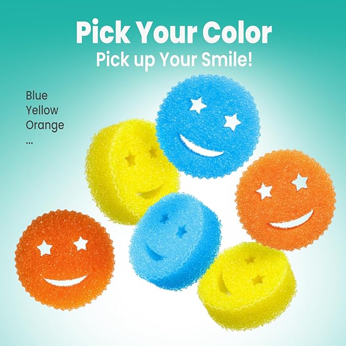 HELIME Scrub Sponges Dish Scrubber, Non Scratch Multi Functional Color Sponge, Dual Sided Temperature Controlled Pads, Safe for Household Cleaning, Mess and Odor Resistant BPA Free Polymer Foam