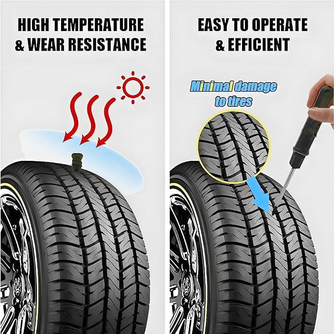 Tire Plug Screw Kit for Car, SUV & Truck - Durable Tire Repair with Screwdriver, Permanent On The Road Emergency Flat Tire Puncture Repair, Easy DIY Use, No Need to Take Off Tire (80pcs)