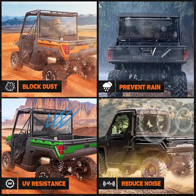 Nilight Rear Window Scratch-Resistant Clear Polycarbonate UTV Windshield Compatible With 2013-2025 Polaris Ranger XP 1000 900 Full Size 570 Diesel Crew PRO XD 4000G 2000G AWD