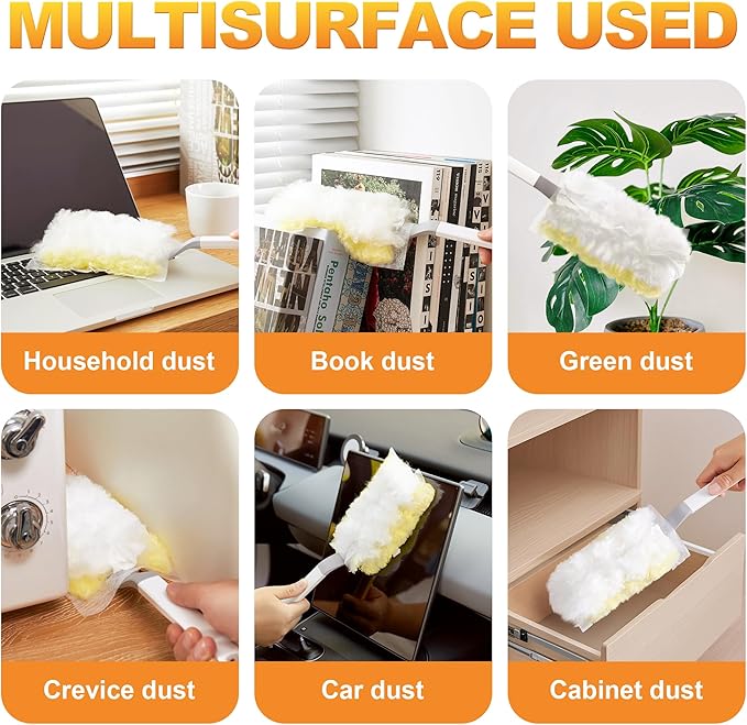 JOYMOOP Disposable Dusters for Cleaning, Heavy Duty Refills, Multi-Surface Dusting Brush for Pet Hair and Home Cleaning - Yellow