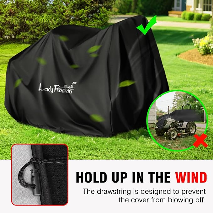 Outdoors Lawn Mower Cover - Heavy Duty Oxford Waterproof UV Protection Universal Fit Push Mower Covers ,with Waterproof Lawnmower Covers for Outdoor(Black, 72L x 54W x 46H)