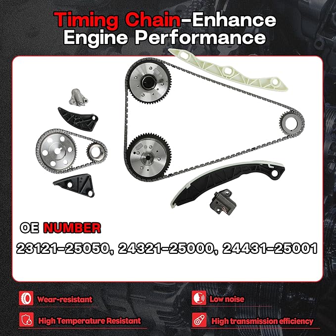 G4KE 2.4 Overhaul Rebuild Kit With VVT Timing Chain Kit Crankshaft & Piston & Con-Rods Fit For Hyundai Azera Santa Fe Sonata Tucson KIA Optima Sportage Sorento 2.4L 2007-2021 Replace#23111-2G200