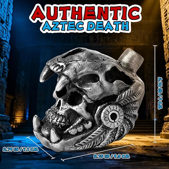 Aztec Death Whistle - Skull Quetzalcoatl Design | 125+ dB Screaming War Whistle for Historical Reenactments, Halloween Scares & Collectors
