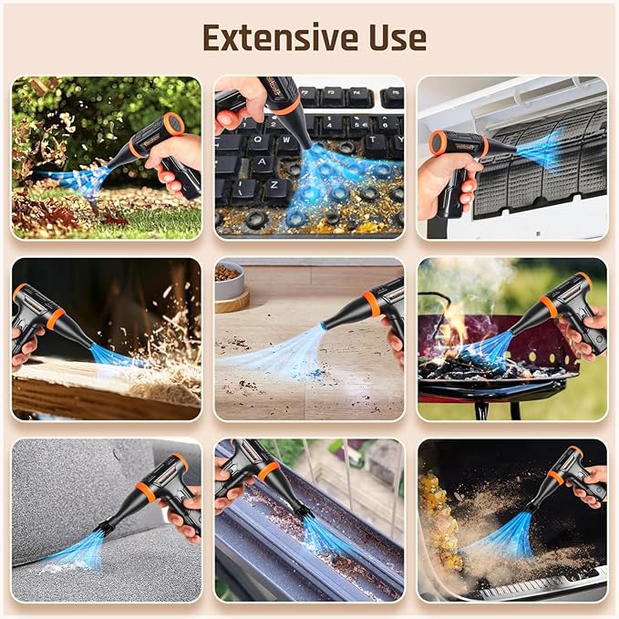 Electric Air Duster- 110000RPM 50m/s Super Power Compressed Air, Variable Speed Canned Air with Fast Charging, Mini Dust Blower for Computer, Keyboard, House, Outdoor and Car, Replace Air Can