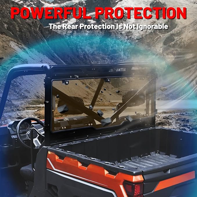 StarknightMT Ranger 1000 Rear Window, Tinted Back Window Rear Windshield Compatible with Polaris Ranger 1000/ XP 1000/ Crew 2017-2025 Ranger XP 900/ Crew 2013-2019 Heavy Duty