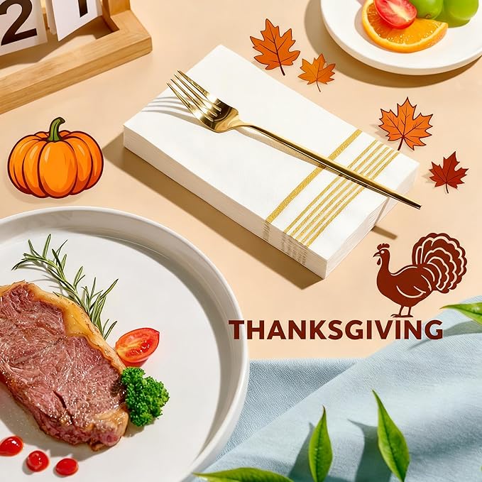 600 Pack Paper Napkins, 3-Ply Guest Towels Disposable Dinner Napkins, Soft and Absorbent Party Napkins for Thanksgiving, Bathroom,Wedding and Events