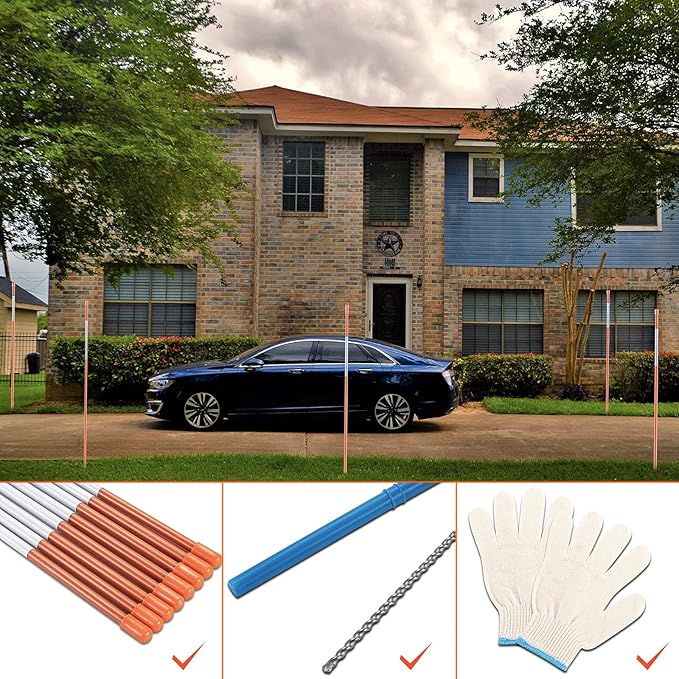CZC AUTO 50PCS 72 Inch Driveway Marker Reflectors 5/16 Inch Dia Orange Fiberglass Snow Stakes with Reflective Tape for Easy Visibility Reflective Driveway Poles for Snow Plowing with Gloves&Drill Bit