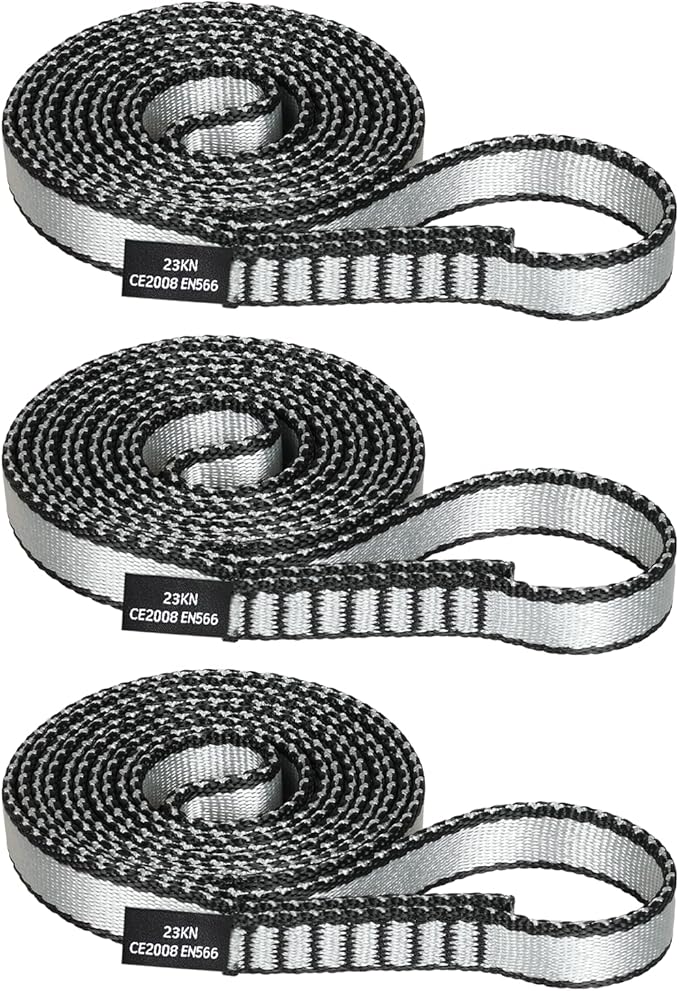 18MM Nylon Climbing Sling Runner - 23KN CE2008/EN566 Certified Outdoor Climbing Webbing for Rock Climbing, Rappelling, Mountaineering, Swing Gear, Outdoor Adventures & Emergency Anchoring