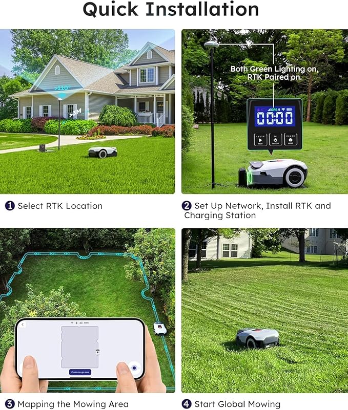 ANTHBOT Genie600 Robot Lawn Mower - NO Wire, Full Band RTK+4-Eye Vision Robotic Lawnmower for 0.23 Acre, Auto Mapping, Multi-Zone Management, Accurate Obstacle Avoidance, Intelligent Path Planning